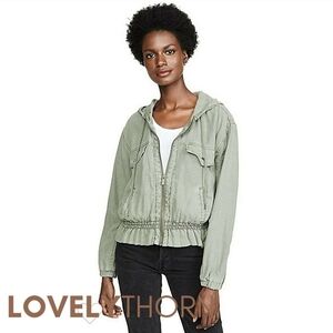 SPLENDID // ltd ed sage green linen blend full zip up hoodie jacket